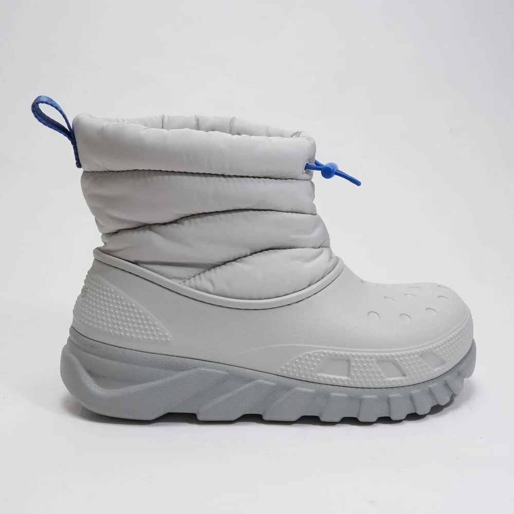 Crocs Duet Max II Boot Women‎ 8 Grey Insulated Faux Fur Puffy Winter Snow 208773